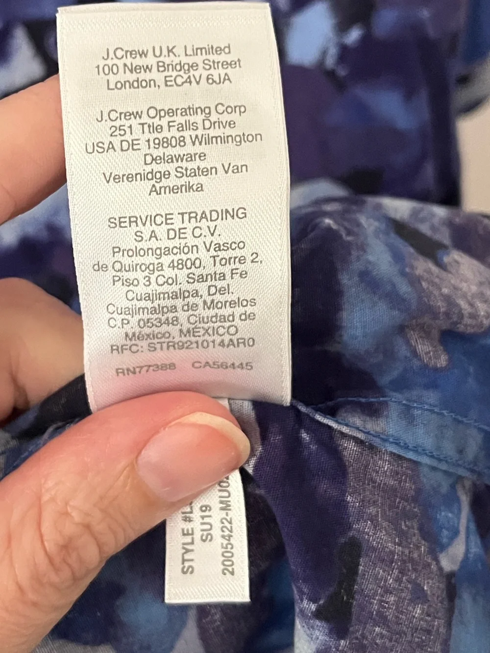 J. Crew Mercantile Men’s Watercolor Blue Camo Print Short Sleeve Button Down M